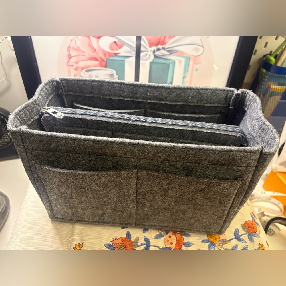 Felt Handbag Purse Bag Organizer Grey Adjustable Large Hobo NEW